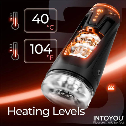 Automaattinen masturbaattori työntö-, värinä- ja lämmitystoiminnoilla