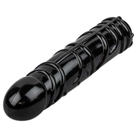 Jellyjortikka musta dildo, läpinäkyvä, jämäkkä ja joustava 19,5 cm pituudella.