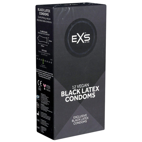 EXS Black Latex mustat kondomit 12 kpl
