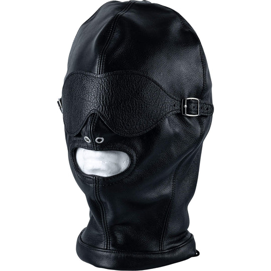 Leather hood with detachable eye mask