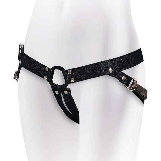 Strap-on belt, black denim