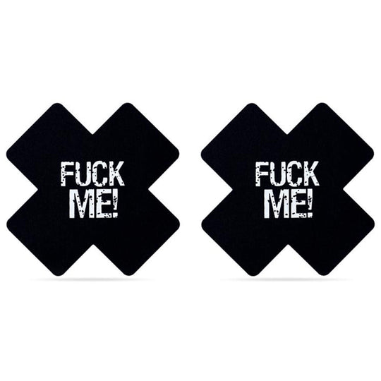 Nipple protectors, black/pink "Fuck me"